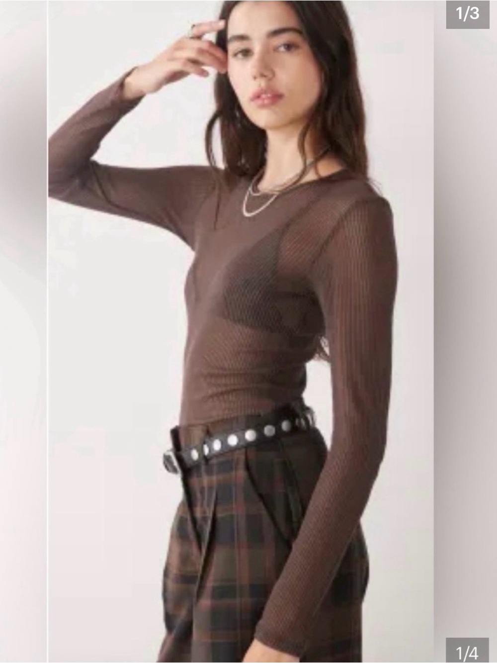 Monki sheer ribbed top